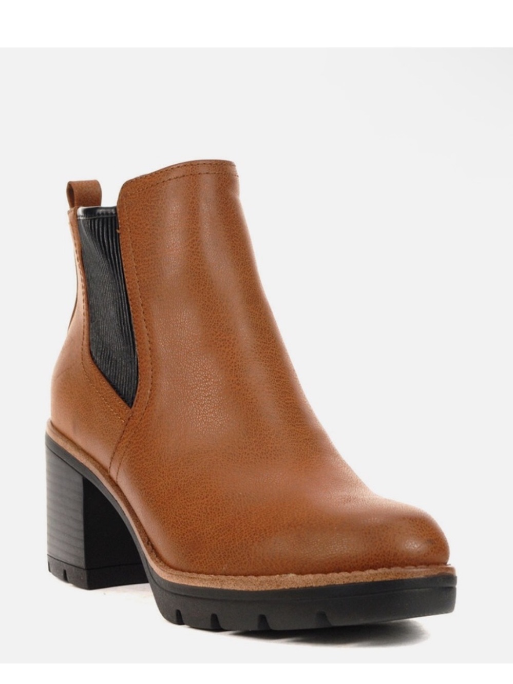 Naturalizer Madalynn Gore Tan Two Tone Slip-On Heeled Ankle Booties | Size 9